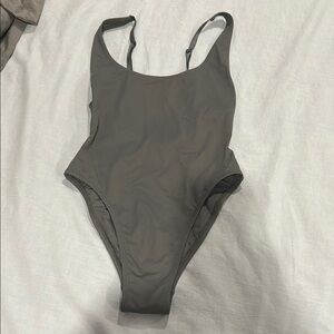 SKIMS Gray One-Piece Swimsuit with Racerback